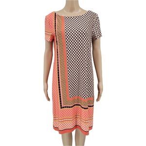 Musette Orange Design Allover Print Midi Dress NEW Women's Size 12